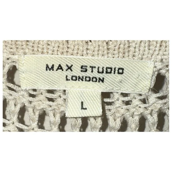 Max Studio - Knit Top - Beige Open-Weave V-Neck - Size Large - Picture 4 of 7